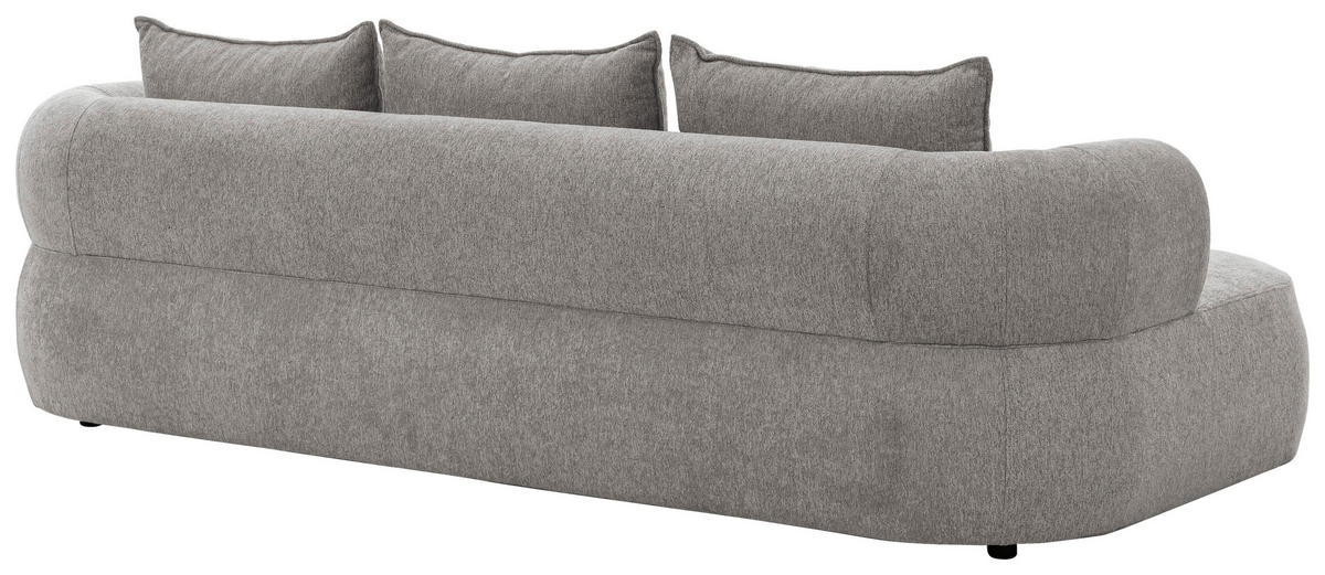 BIGSOFA in Chenille Grau  - Schwarz/Grau, Design, Kunststoff/Textil (240/76/122cm) - Livetastic
