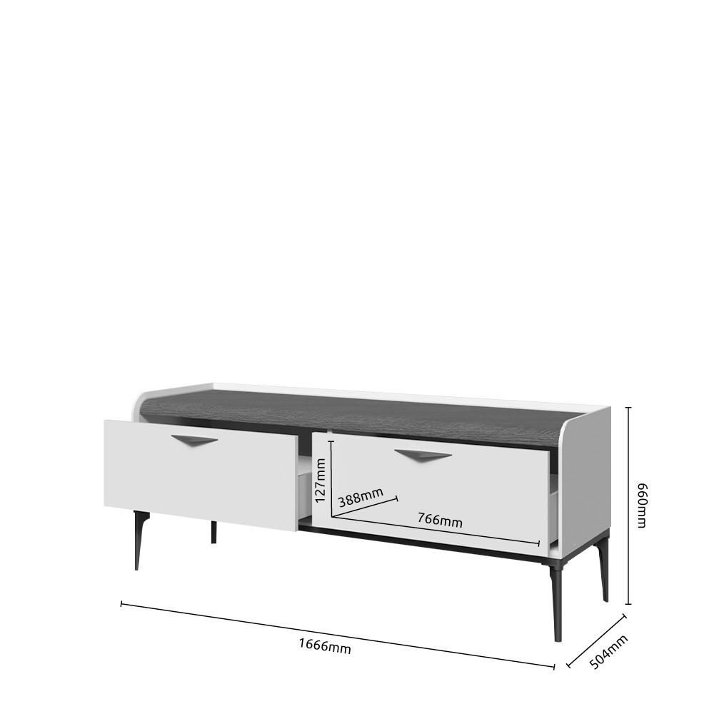 TV KOMODA  - tamni hrast/antracit, Dizajnerski, metal/pločasti materijal (167/66/50cm)