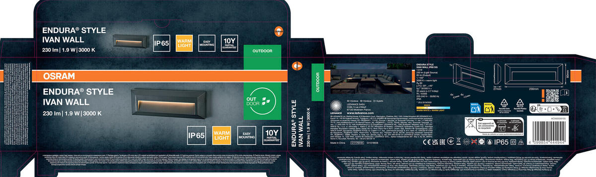 LED-AUßENLEUCHTE 23/2,7/8 cm   - Dunkelgrau, Basics, Kunststoff (23/2,7/8cm) - Osram