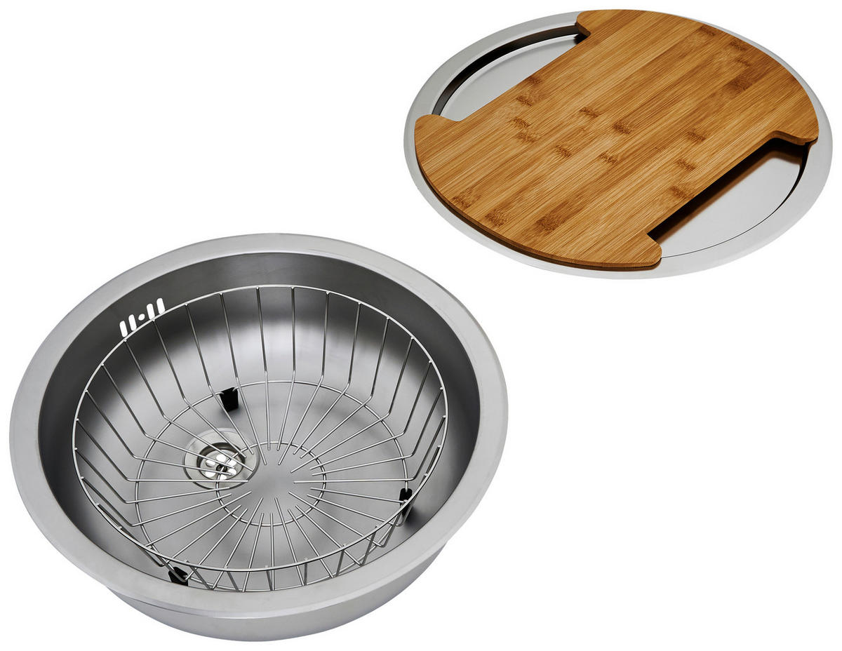 SPÜLE 1711RUNDBECKENSET  - Edelstahlfarben, Trend, Metall (44,6/17cm) - Respekta