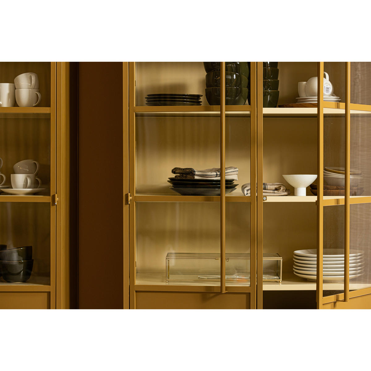 VITRINE  in Honig  - Honig, Design, Glas/Metall (96/200/40cm) - Livetastic