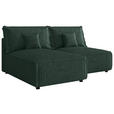 ECKSOFA Dunkelgrün Cord Zierkissen, Rückenkissen, Schlaffunktion, Rücken echt  - Dunkelgrün/Schwarz, MODERN, Kunststoff/Textil (153/200cm) - Xora