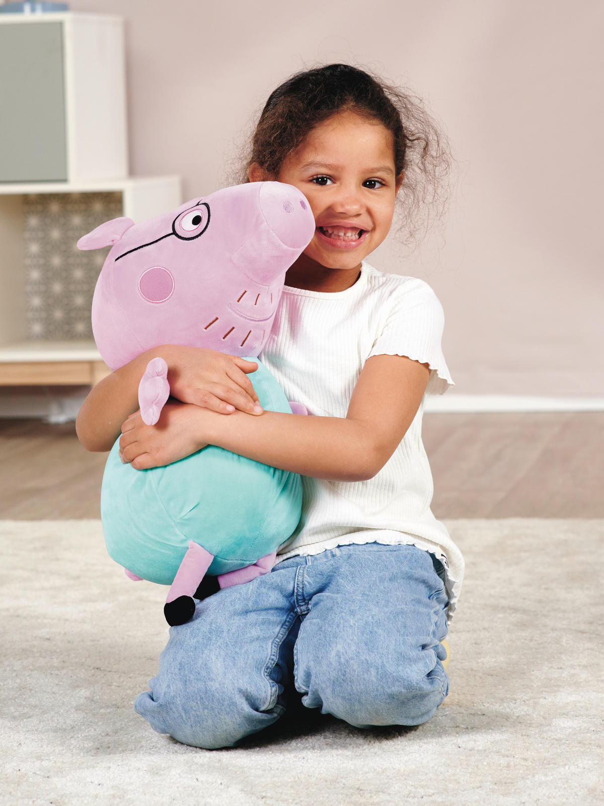 PLÜSCHTIER Peppa Pig Papa Wutz  - Blau/Pink, Basics, Kunststoff/Textil (23/23/37cm) - Simba