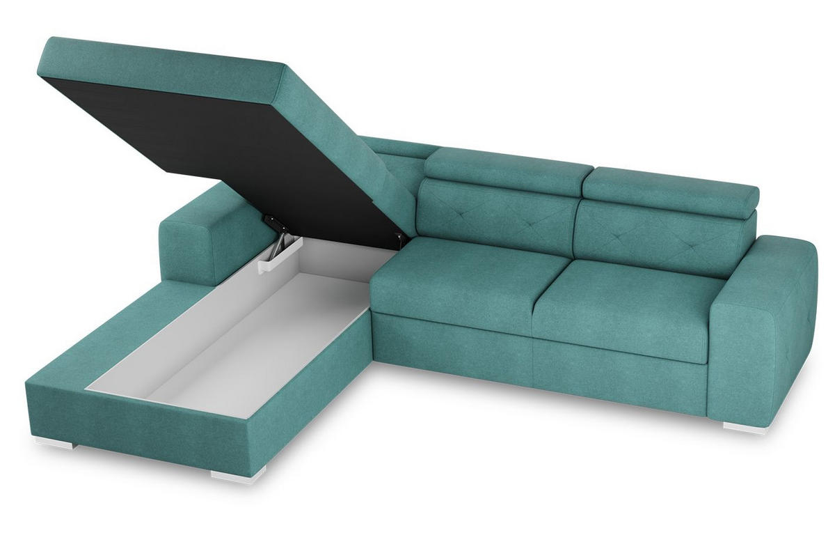 ECKSCHLAFSOFA in Velours Grün  - Silberfarben/Grün, Design, Textil (195/296cm) - MID.YOU