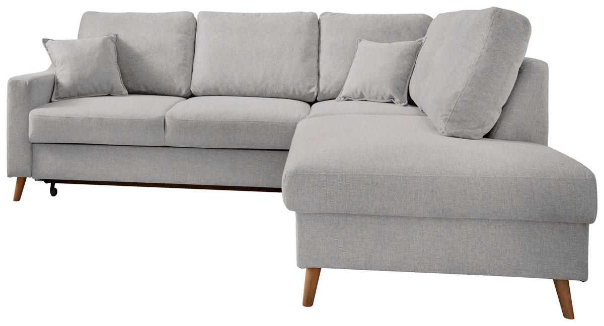ECKSOFA Valentina Grau Chenille  - Naturfarben/Grau, MODERN, Holz/Textil (230/200cm) - Livetastic