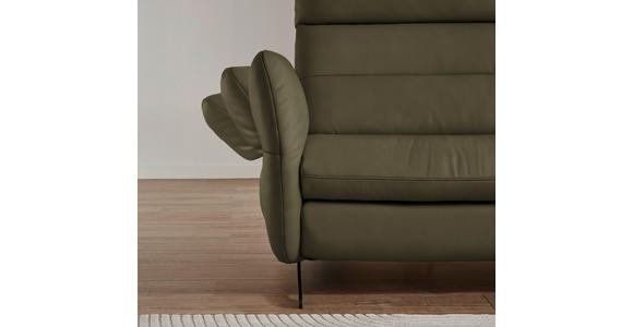 ECKSOFA in Echtleder Olivgrün 300/157 cm - Schwarz/Olivgrün, Design, Leder/Metall (300/157cm) - Dieter Knoll