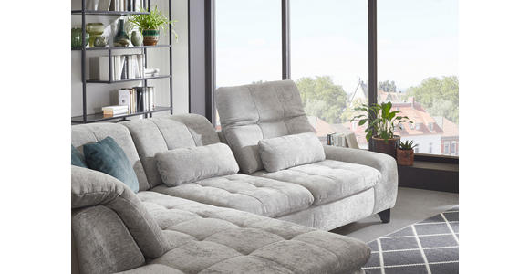 ECKSOFA inkl. Funktionen in Chenille Blau, Grau  - Blau/Schwarz, KONVENTIONELL, Textil/Metall (200/281cm) - Carryhome