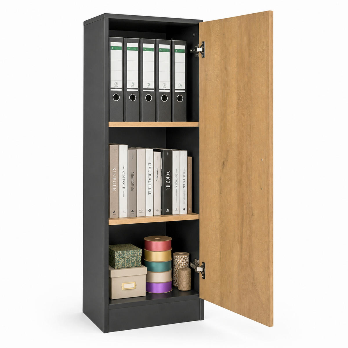 AKTENSCHRANK Anthrazit, Honigeiche  - Honigeiche/Anthrazit, MODERN, Holzwerkstoff (38/114/32cm) - MID.YOU