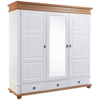 KLEIDERSCHRANK  in Weiß, Eichefarben  - Eichefarben/Schwarz, LIFESTYLE, Glas/Holz (194/220/62cm) - Ti'me