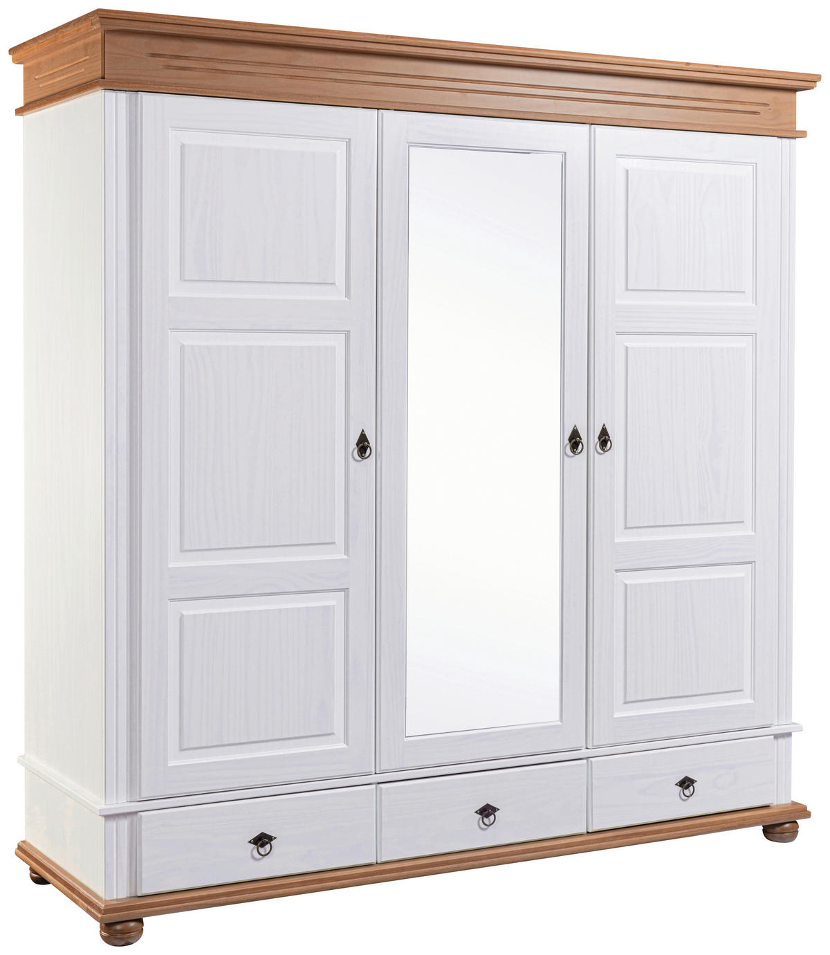 KLEIDERSCHRANK  in Weiß, Eichefarben  - Eichefarben/Schwarz, LIFESTYLE, Glas/Holz (194/220/62cm) - Ti'me