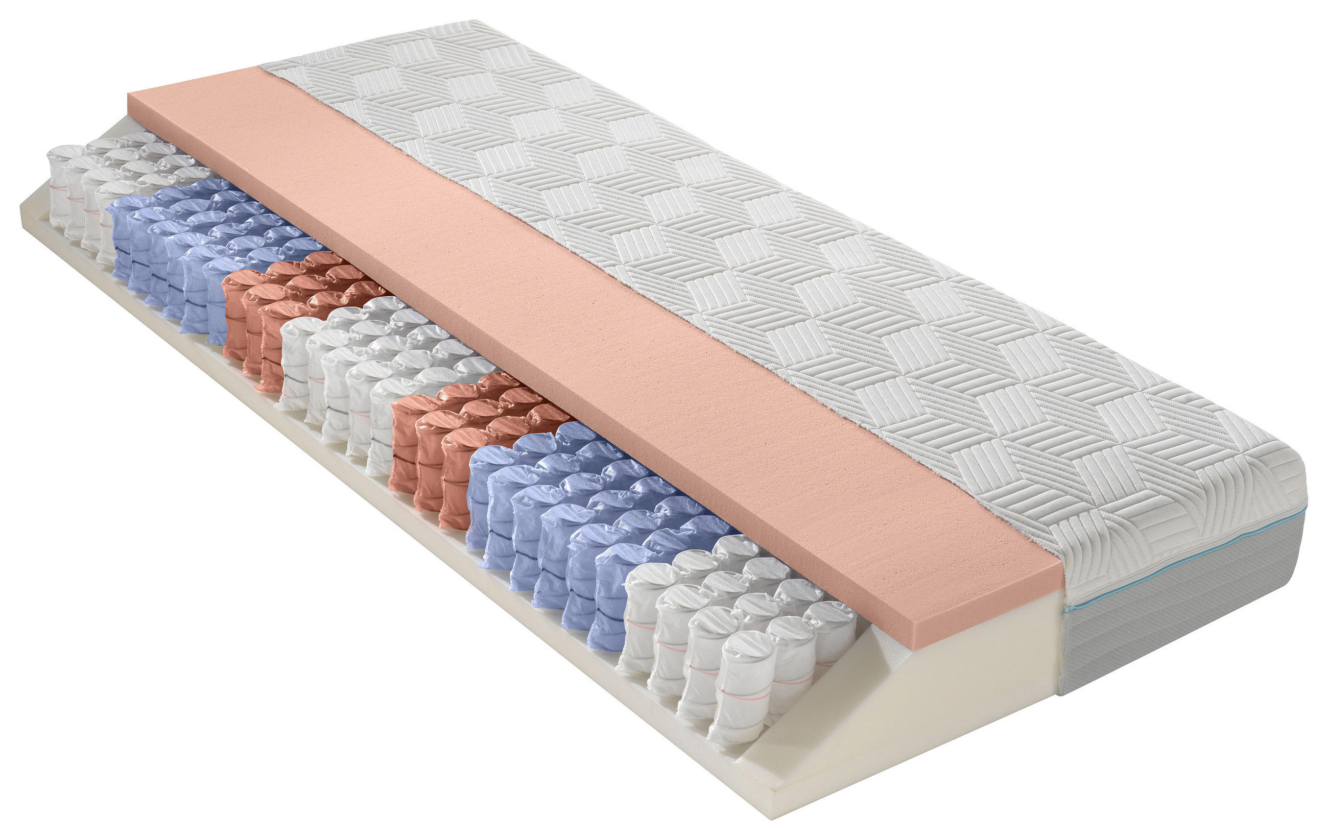 GEL-TASCHENFEDERKERNMATRATZE 90/200 cm H2 = mittel  - Weiss, Basics, Textil (90/200cm) - Dieter Knoll