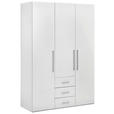 DREHTÜRENSCHRANK 146,6/218,6/59,5 cm 3-türig  - Weiß Hochglanz/Alufarben, KONVENTIONELL, Holzwerkstoff/Metall (146,6/218,6/59,5cm) - Xora