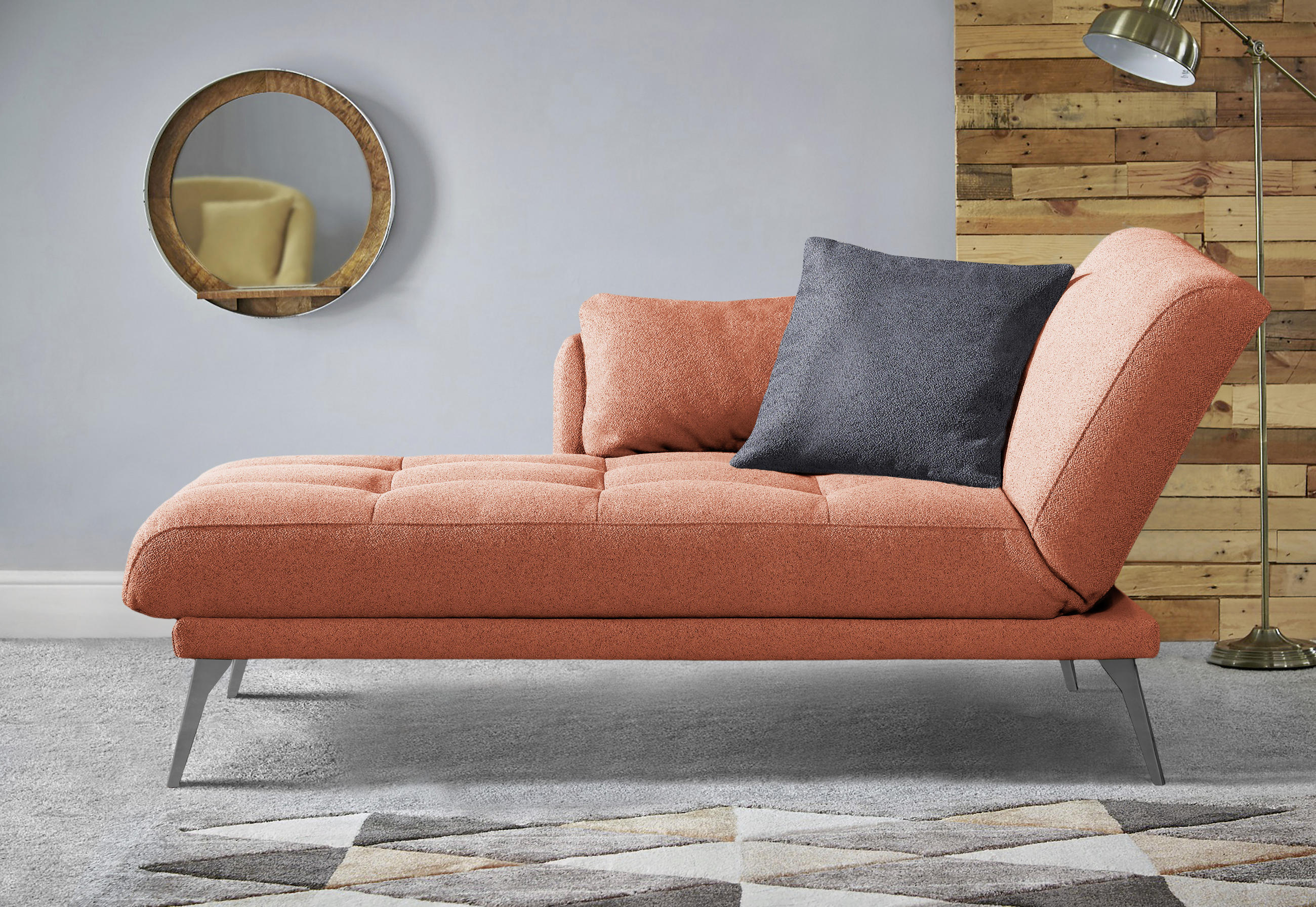 RÉCAMIERE Orange  - Chromfarben/Orange, KONVENTIONELL, Textil/Metall (200/85/106cm) - Novel