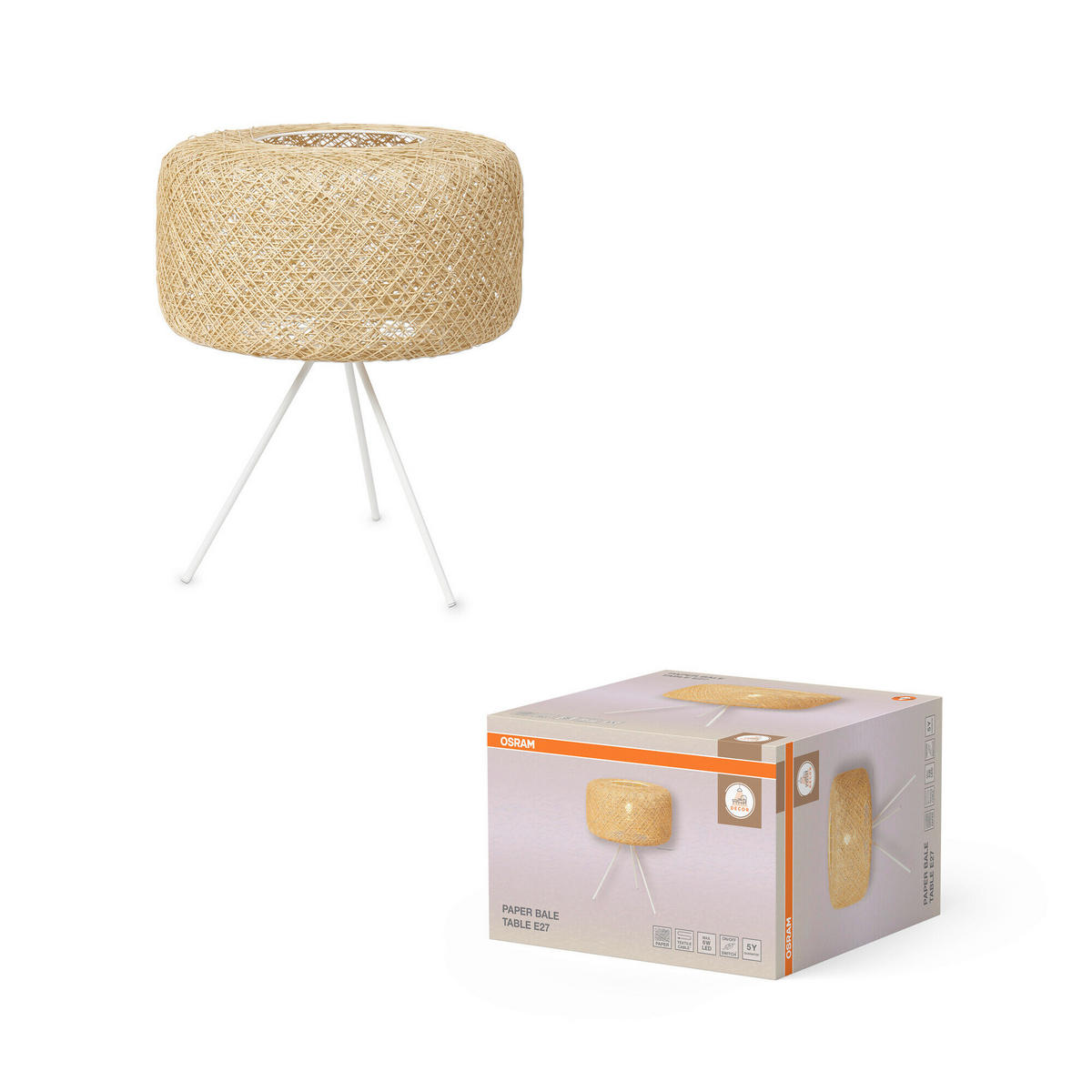 TISCHLEUCHTE 40/48.5 cm   - Beige, Natur, Papier/Metall (40/48.5cm) - Osram