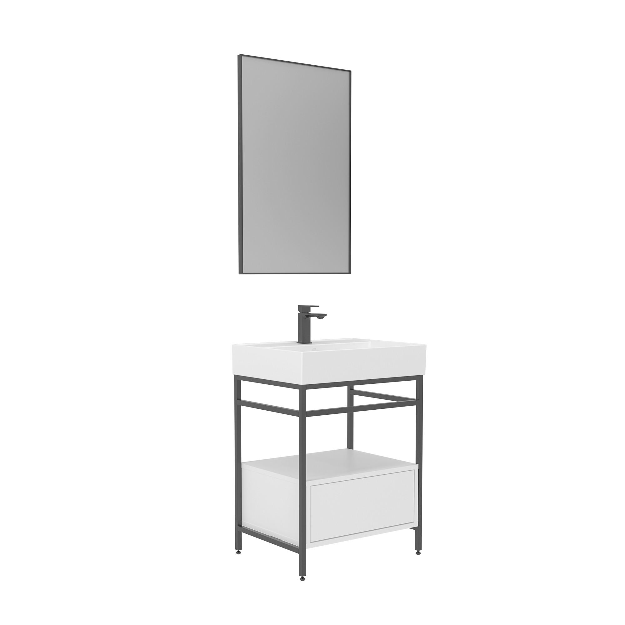 Welnova Badezimmer Vegas Schwarz, Weiß 60 cm