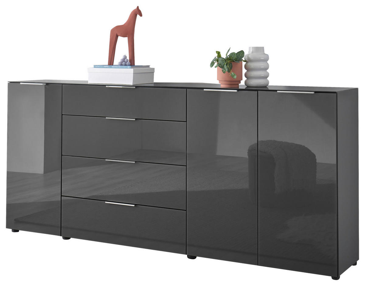 KOMODA, antracit  - barve kroma/črna, Moderno, kovina/umetna masa (226/99/40cm) - MID.YOU