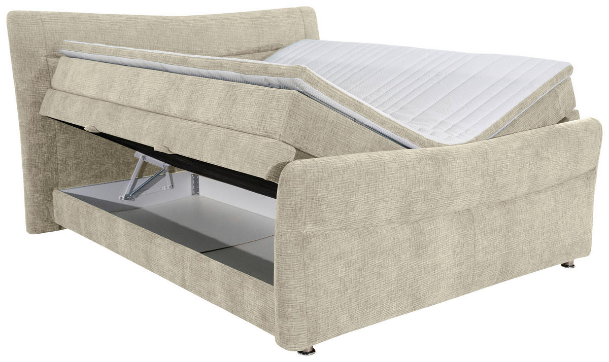 BOXSPRINGBETT 140/200 cm  in Beige  - Chromfarben/Beige, Konventionell, Textil/Metall (140/200cm) - Esposa