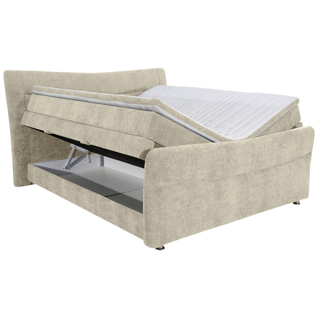 Thumbnail - Esposa Boxspringbett, Beige, Textil, H3, Höhe ca. 18 cm, 140x200 cm, Bettkasten, Topper durchgehend, Matratze in verschi...