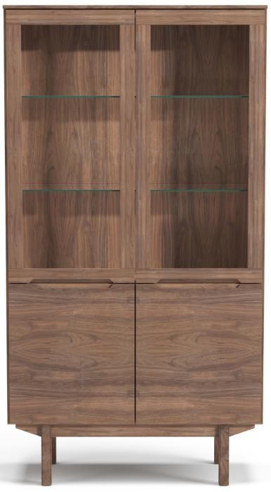 VITRINSKÅP  i faner, delar i massivt trä nöt nötfärg, transparent  - nötfärg/transparent, Design, trä/glas (98/182/41cm) - Skovby