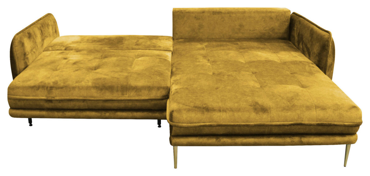 ECKSOFA in Velours Senfgelb  264/196 cm  - Goldfarben/Senfgelb, Design, Textil/Metall (264/196cm) - MID.YOU