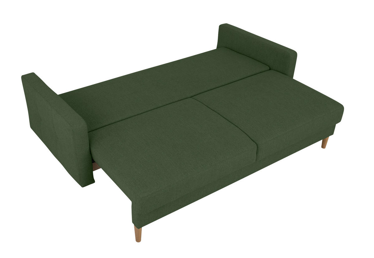 SCHLAFSOFA Grün  - Buchefarben/Grün, Design, Holz/Textil (222/93/99cm) - MID.YOU