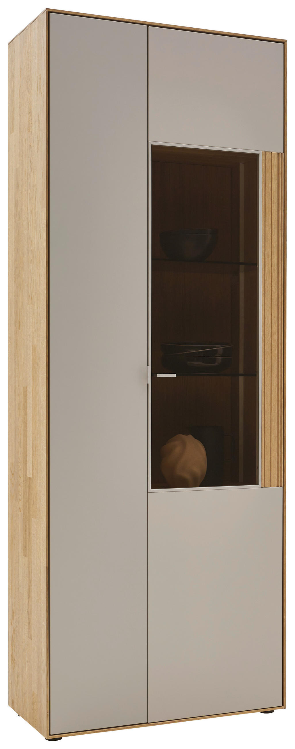 VITRINE  in massiv Wildeiche Kaschmir, Wildeiche - Kaschmir/Wildeiche, Design, Glas/Holz (76,9/205,5/37,1cm) - Dieter Knoll