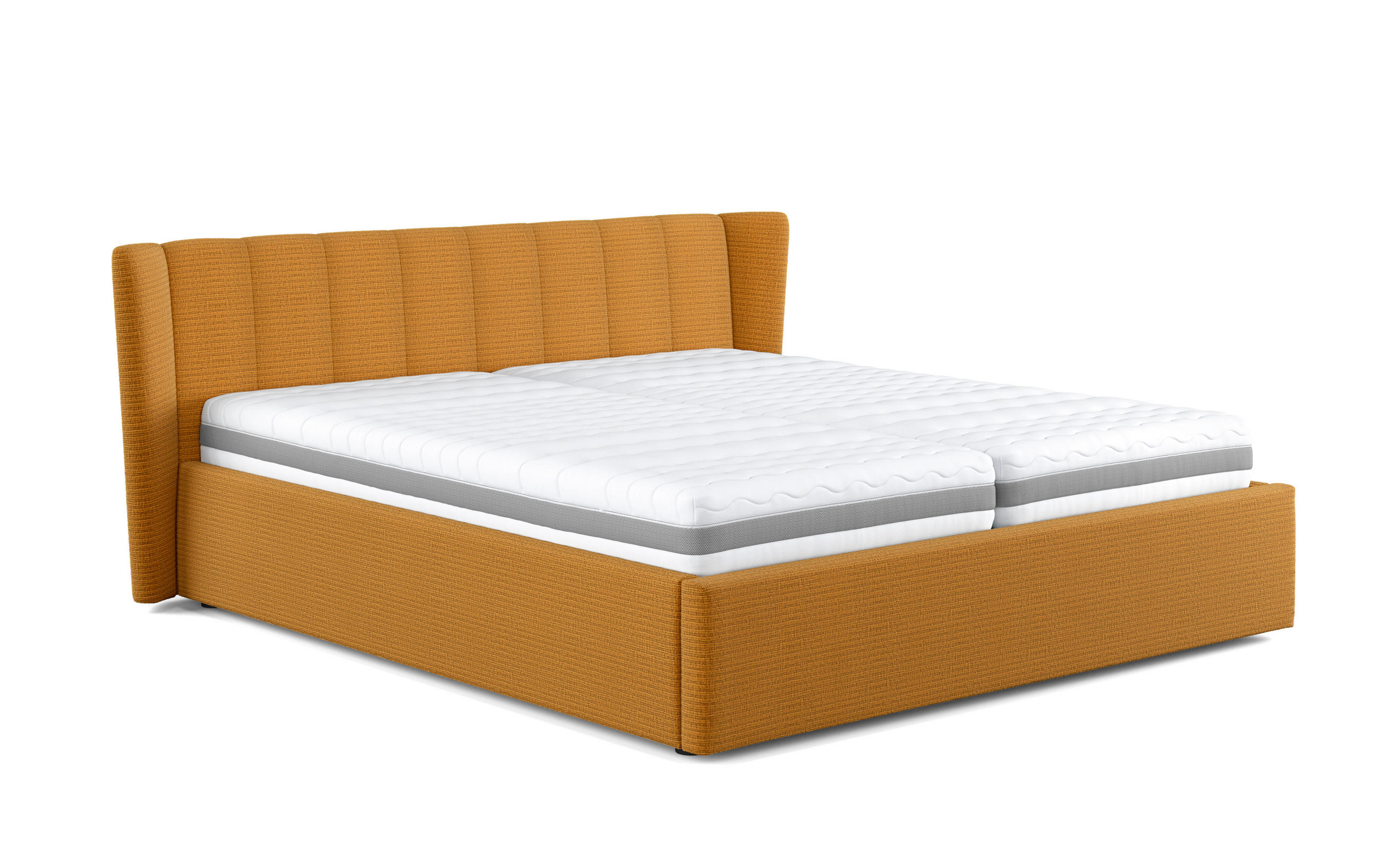 KÁRPITOZOTT ÁGY 160/200 cm  narancs  - fekete/narancs, Basics, faalapú anyag/textil (160/200cm) - Carryhome
