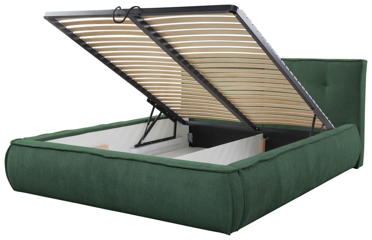 POLSTERBETT Lattenrost 180/200 cm  in Grün  - Beige/Schwarz, LIFESTYLE, Holz/Textil (180/200cm) - Livetastic