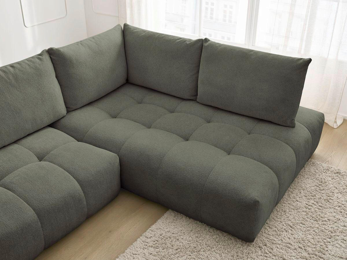 ECKSCHLAFSOFA EVEREST  mit Rücken echt, Armteil links, Armteil rechts Flachgewebe Grün  - Schwarz/Grün, MODERN, Kunststoff/Textil (320/212cm)