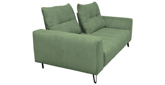 BIGSOFA  in Cord Salbeigrün  - Salbeigrün/Schwarz, KONVENTIONELL, Textil/Metall (246/100/116cm) - Carryhome