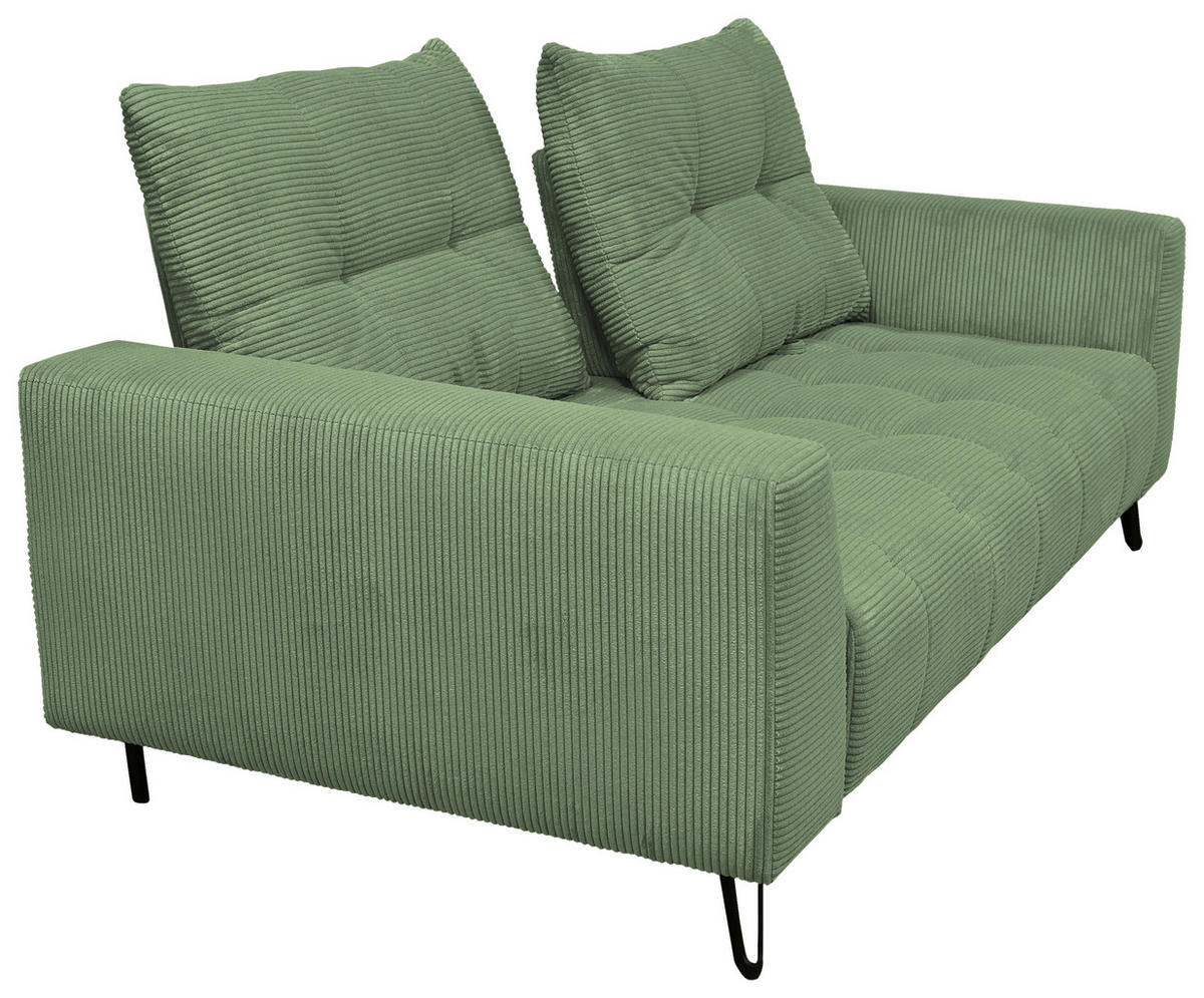 BIGSOFA Cord Salbeigrün  - Salbeigrün/Schwarz, KONVENTIONELL, Textil/Metall (246/100/116cm) - Carryhome