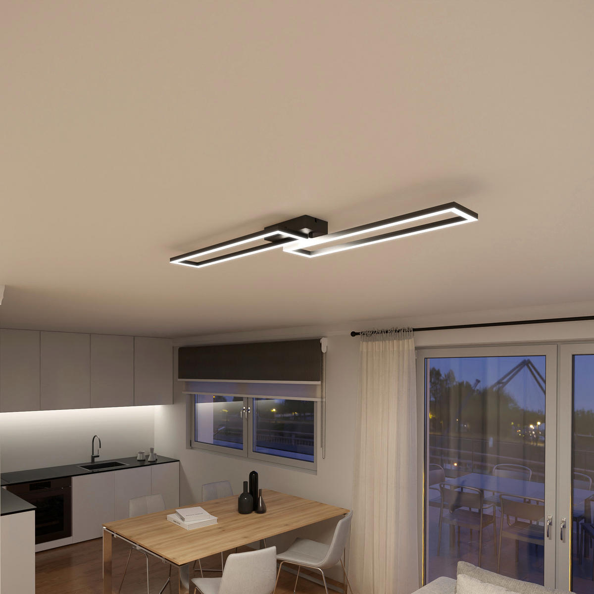 LED-DECKENLEUCHTE  Smart 24,4/7,8/110 cm   - Schwarz, Design, Metall (24,4/7,8/110cm) - Tint