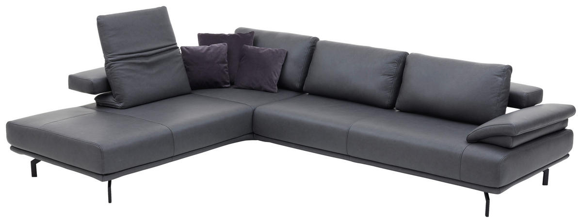 ECKSOFA in Echtleder Anthrazit  - Anthrazit, Design, Leder/Metall (325/255cm) - Dieter Knoll