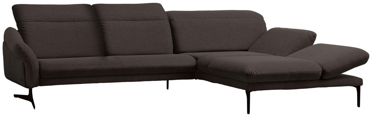 ECKSOFA in Webstoff Dunkelbraun  - Anthrazit/Dunkelbraun, Design, Textil/Metall (299/203cm) - Himolla