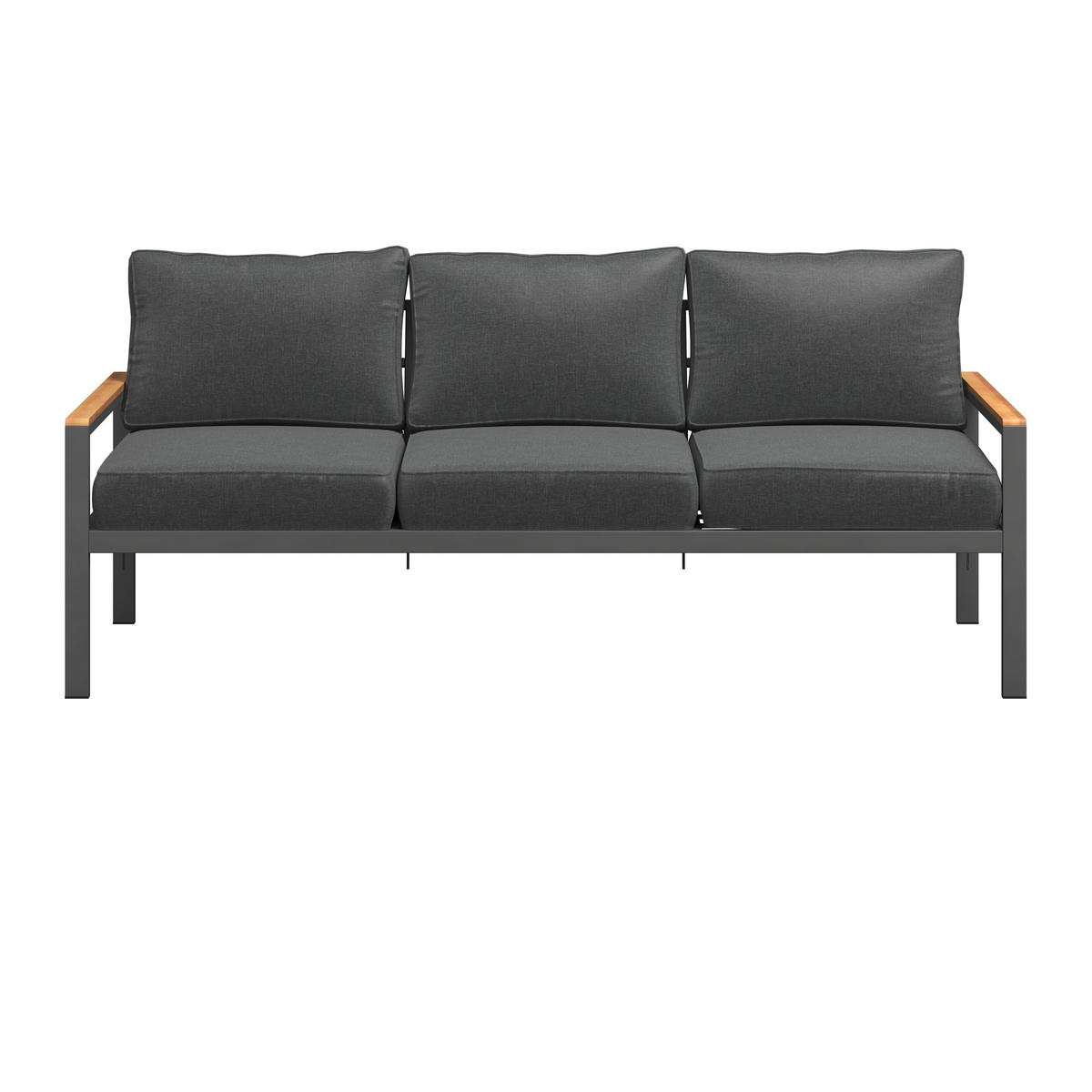 LOUNGEGARNITUR   191/72/75 cm Akazie vollmassiv Aluminium  - Schwarz/Akaziefarben, MODERN, Holz/Textil (191/72/75cm) - Ambia Garden