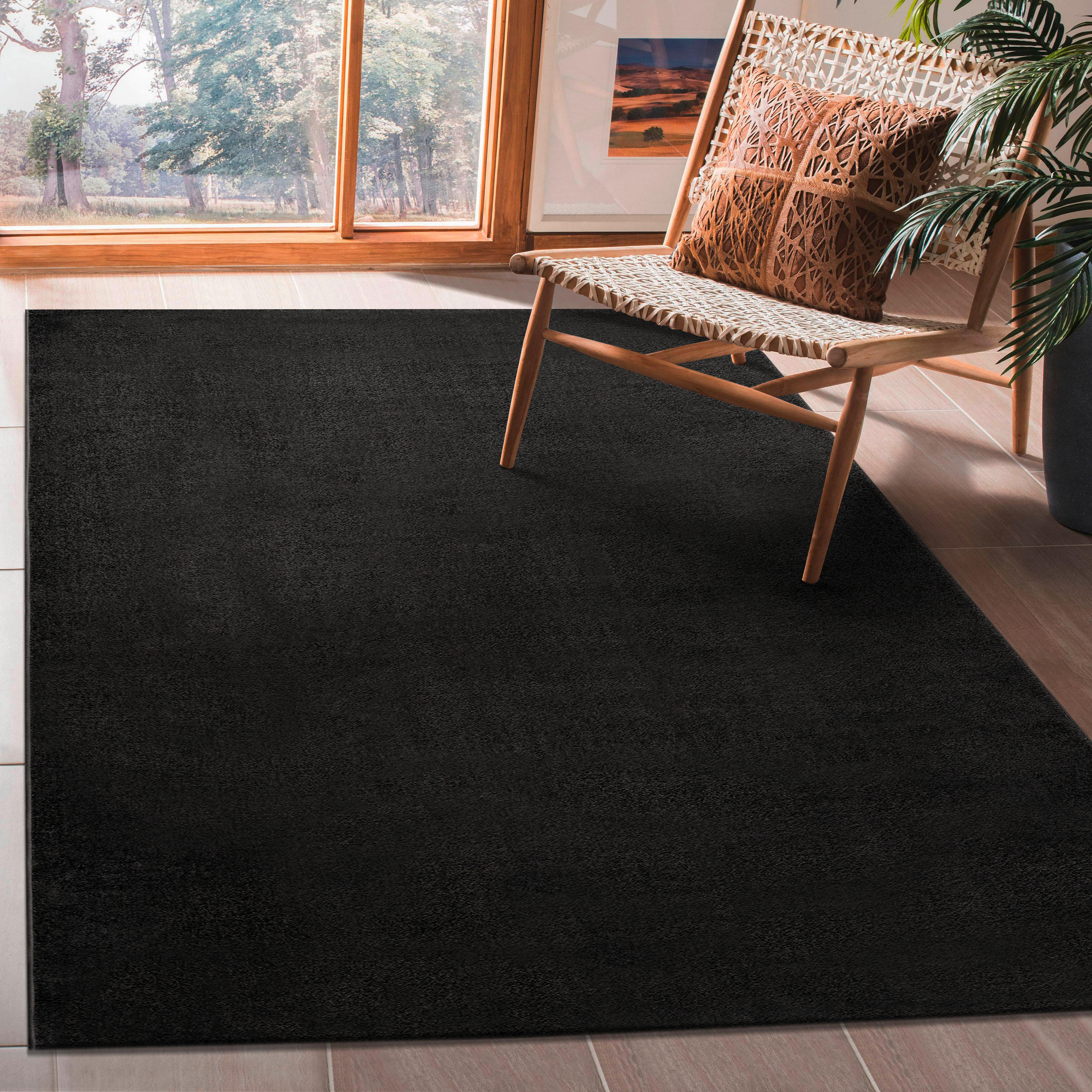 LÄUFER 80/200 cm Uni Schwarz  - Schwarz, LIFESTYLE, Kunststoff/Textil (80/200cm)