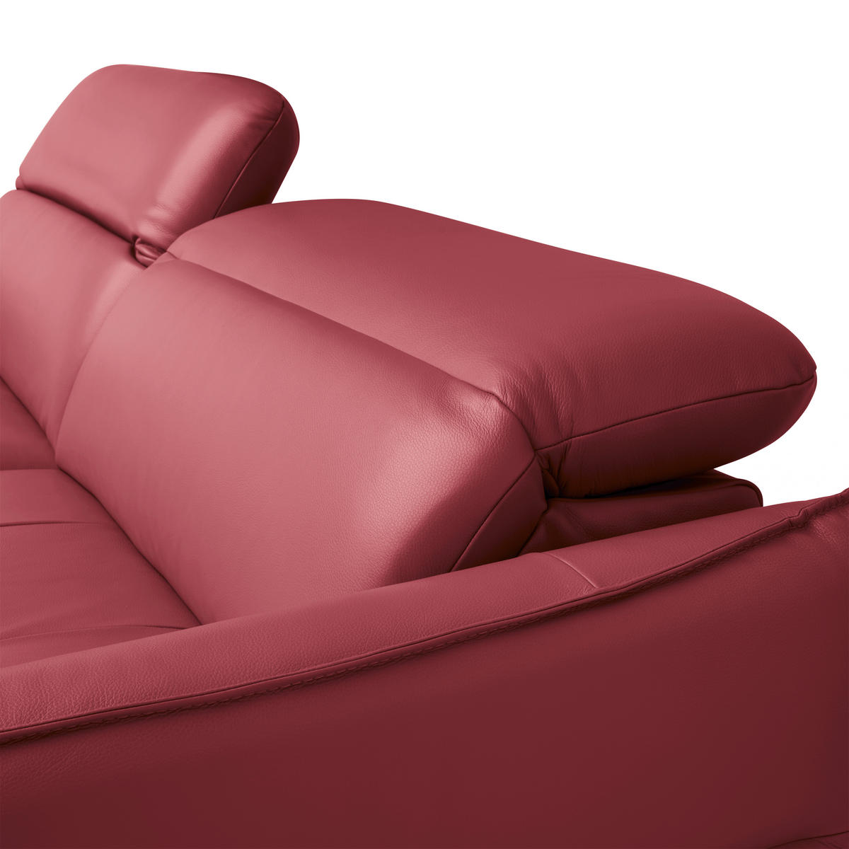 ECKSOFA inkl. Funktionen Rot Echtleder  - Rot/Schwarz, Design, Leder/Metall (175/246cm) - Celina Home