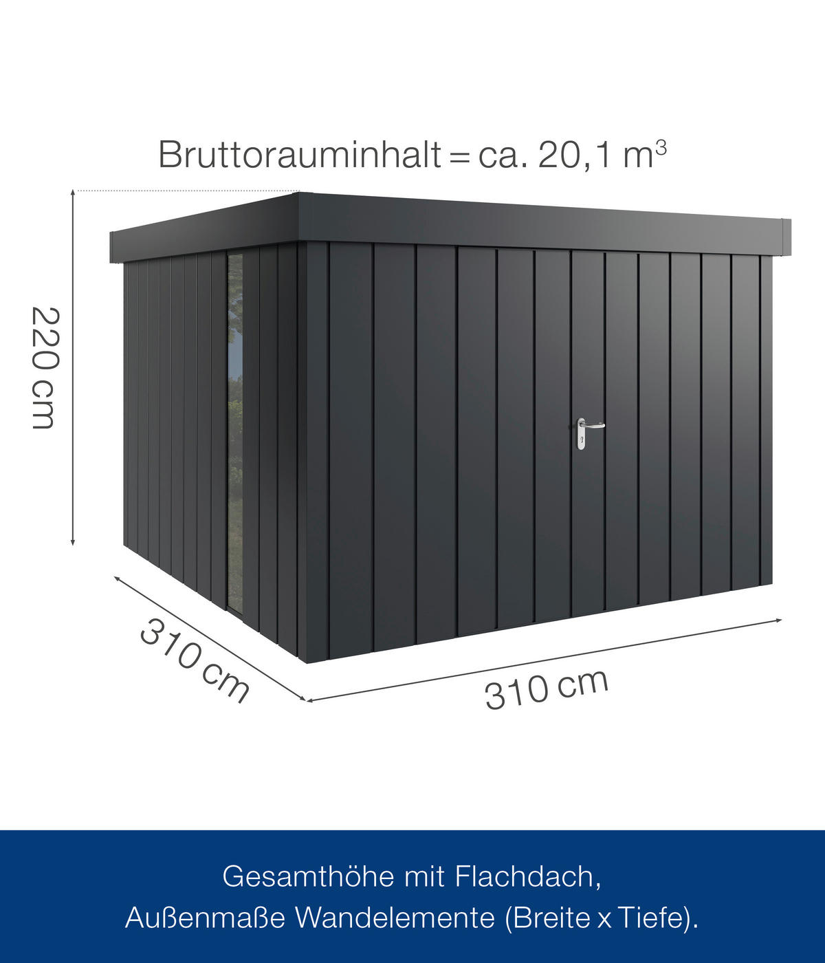 GERÄTEHAUS 325/220/323 cm  - Anthrazit, Basics, Metall (325/220/323cm)