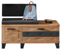 GARDEROBENBANK Wildeiche massiv Eichefarben, Dunkelgrau  - Eichefarben/Dunkelgrau, Natur, Holz/Textil (110/79/38cm)