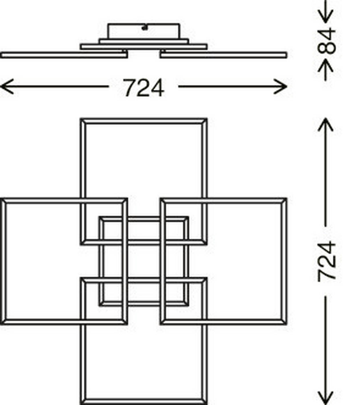 LED MENNYEZETI LÁMPA - fekete, Design, műanyag/fém (72,4/72,4/8,4cm)