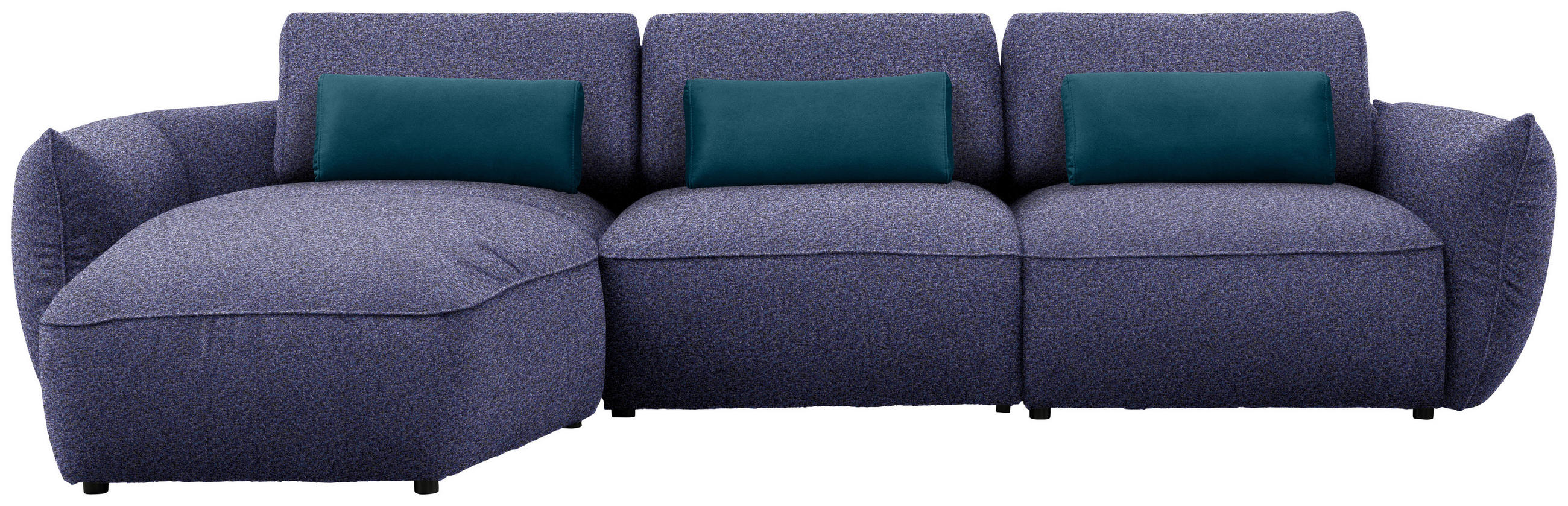ECKSOFA  in Chenille Blau  190/340 cm  - Blau/Schwarz, Design, Kunststoff/Textil (190/340cm) - Belluti
