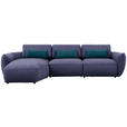 ECKSOFA  in Chenille Blau  190/340 cm  - Blau/Schwarz, Design, Kunststoff/Textil (190/340cm) - Belluti