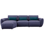 ECKSOFA  in Chenille Blau  190/340 cm  - Blau/Schwarz, Design, Kunststoff/Textil (190/340cm) - Belluti