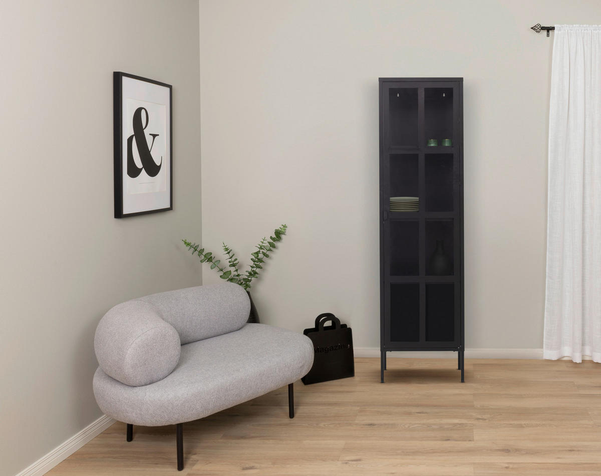 VITRINE in Schwarz  - Schwarz, Design, Glas/Metall (50/180/35cm) - Xora