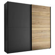 SCHWEBETÜRENSCHRANK  in Graphitfarben, Eichefarben  - Eichefarben/Schwarz, MODERN, Holzwerkstoff/Metall (215/210/60cm) - Carryhome