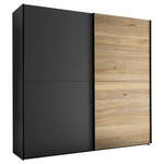 SCHWEBETÜRENSCHRANK  in Graphitfarben, Eichefarben  - Eichefarben/Schwarz, MODERN, Holzwerkstoff/Metall (215/210/60cm) - Carryhome
