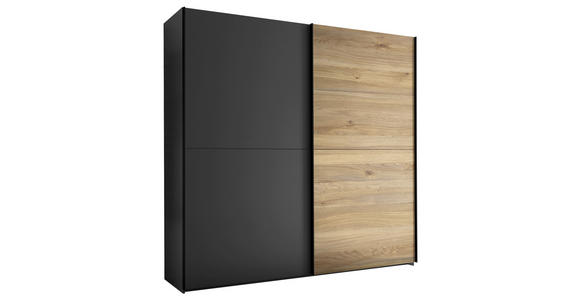 SCHWEBETÜRENSCHRANK  in Graphitfarben, Eichefarben  - Eichefarben/Schwarz, MODERN, Holzwerkstoff/Metall (215/210/60cm) - Carryhome