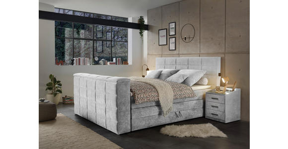 BOXSPRINGBETT 180/200 cm in Silberfarben - Silberfarben, KONVENTIONELL, Textil (180/200cm) - Carryhome