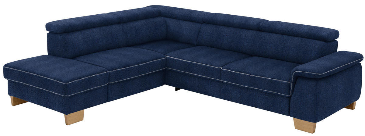ECKSOFA in Mikrofaser Dunkelblau  226/273 cm  - Eichefarben/Beige, Natur, Holz/Textil (226/273cm) - Beldomo System