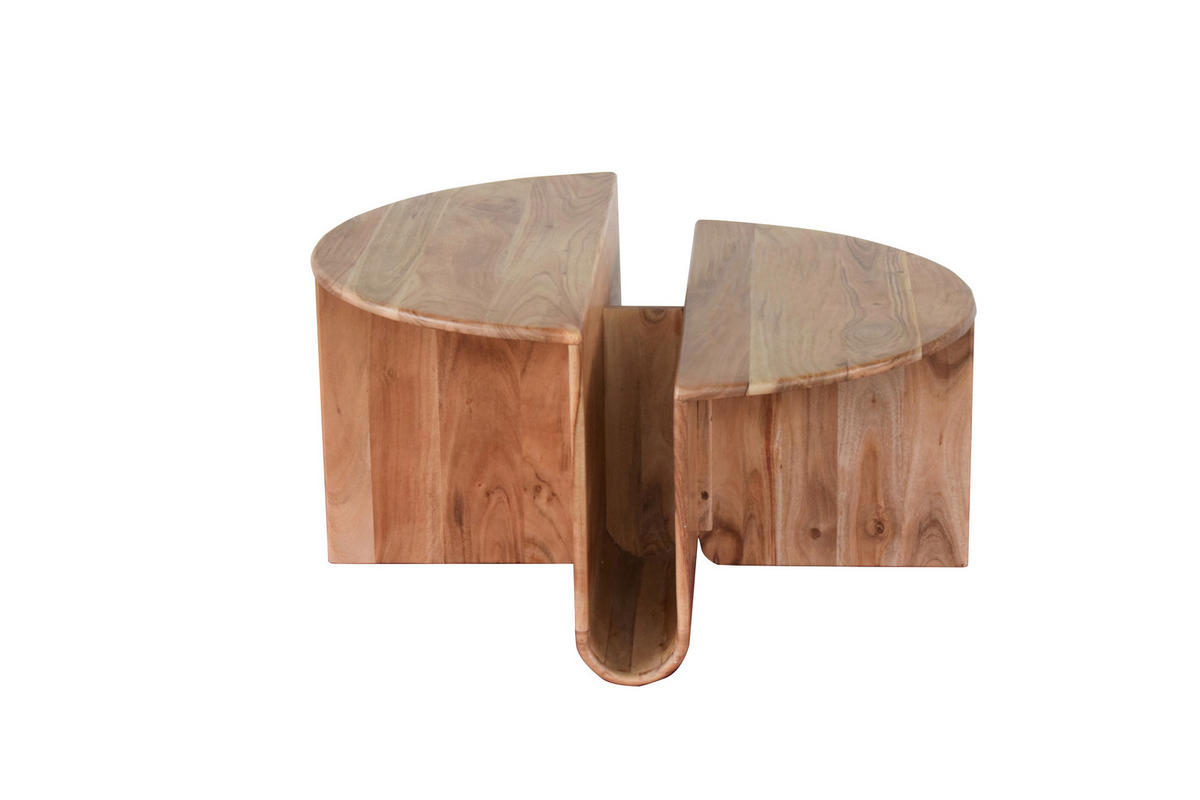 COUCHTISCH Akazie vollmassiv 80/40/80 cm rund Akaziefarben  - Akaziefarben, KONVENTIONELL, Holz (80/40/80cm) - Livetastic